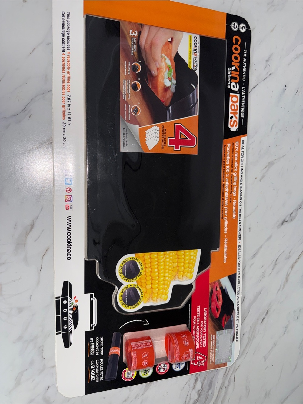 Cookina Paks Grill & Barbecue Nonstick Cooking Sheets - Black/Orange